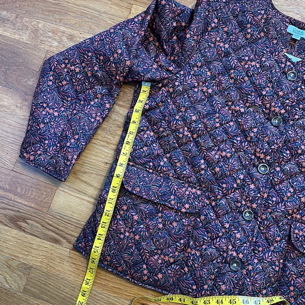 Croft & Barrow Women’s XXL Brown Orange Button down Quilted Floral Jacket - Picture 6 of 11